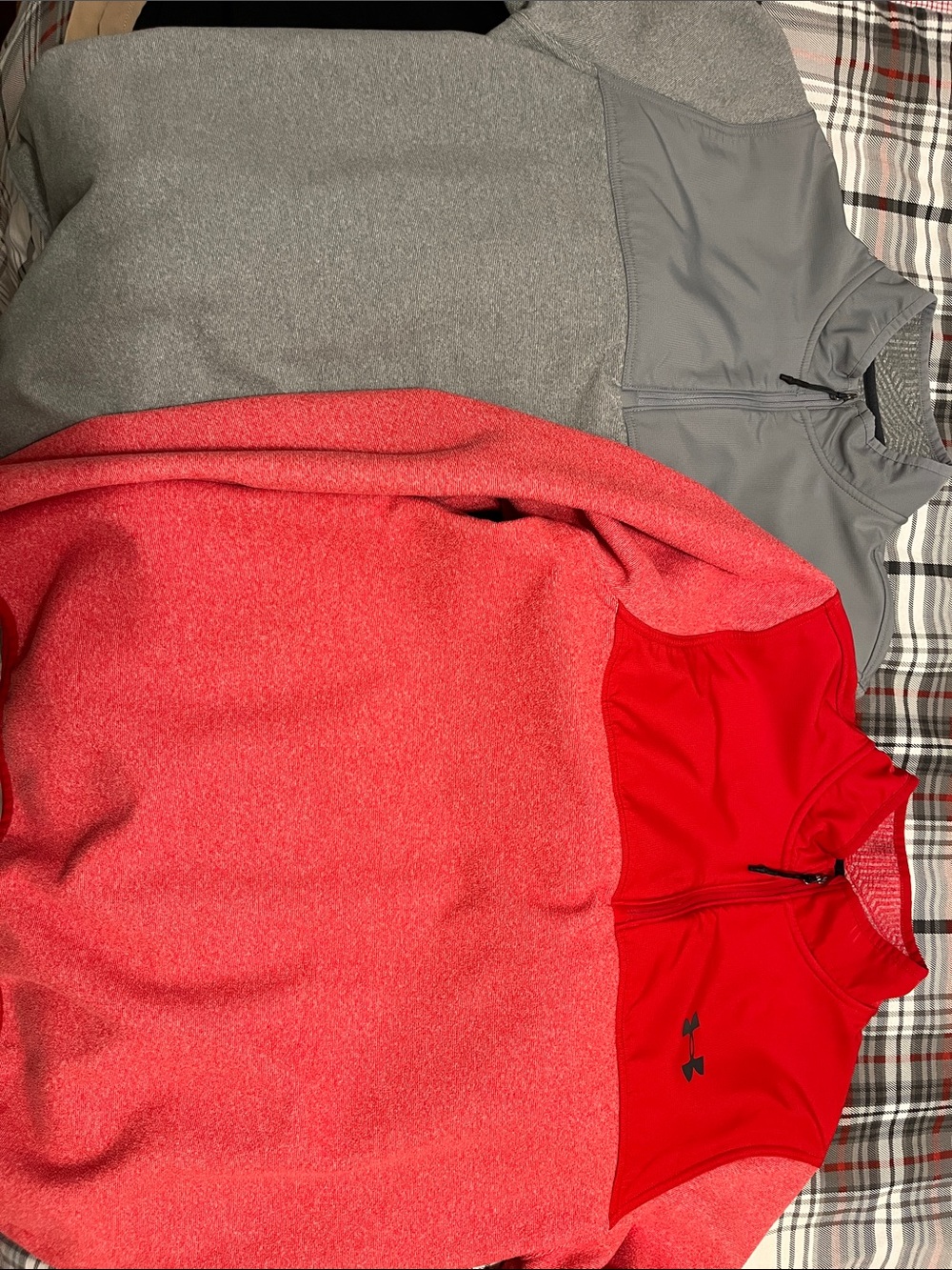 Under Armour Gray and Red Half-Zip Athletic Pullover